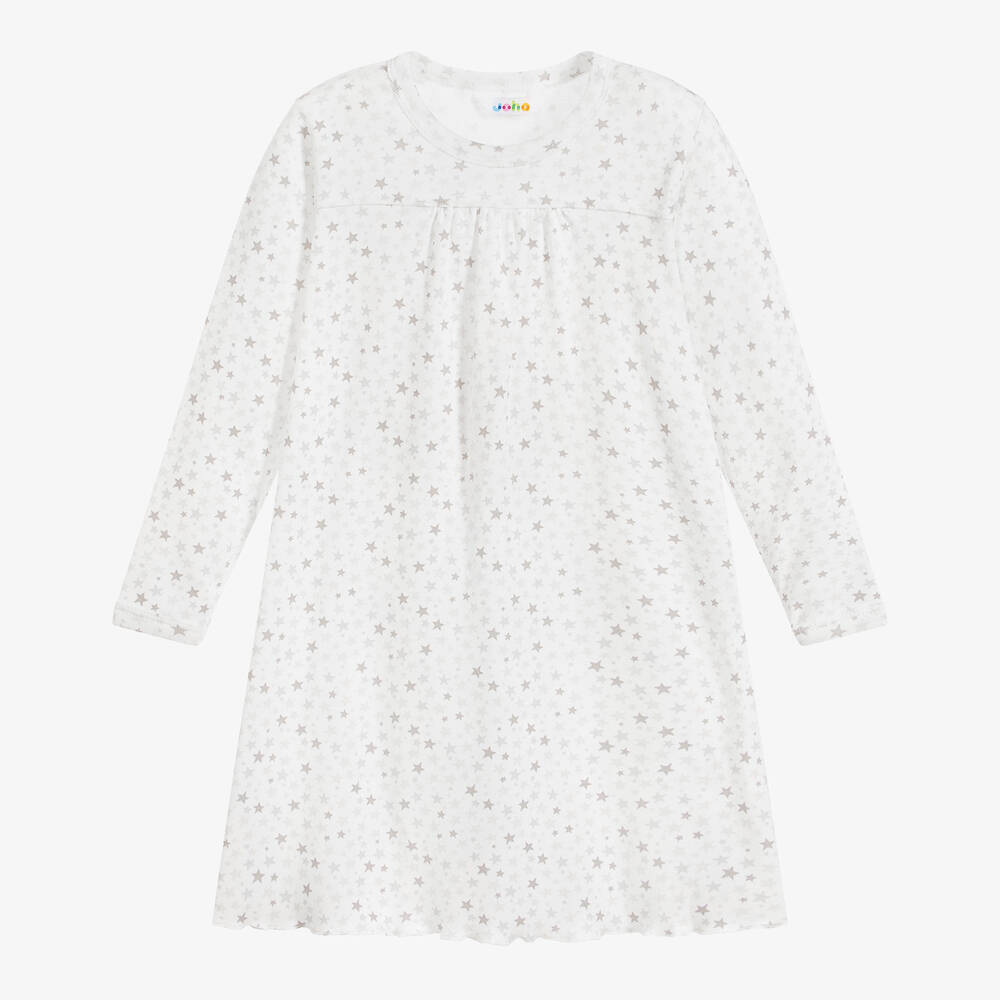 Joha - قميص نوم قطن عضوي لون أبيض للبنات | Childrensalon