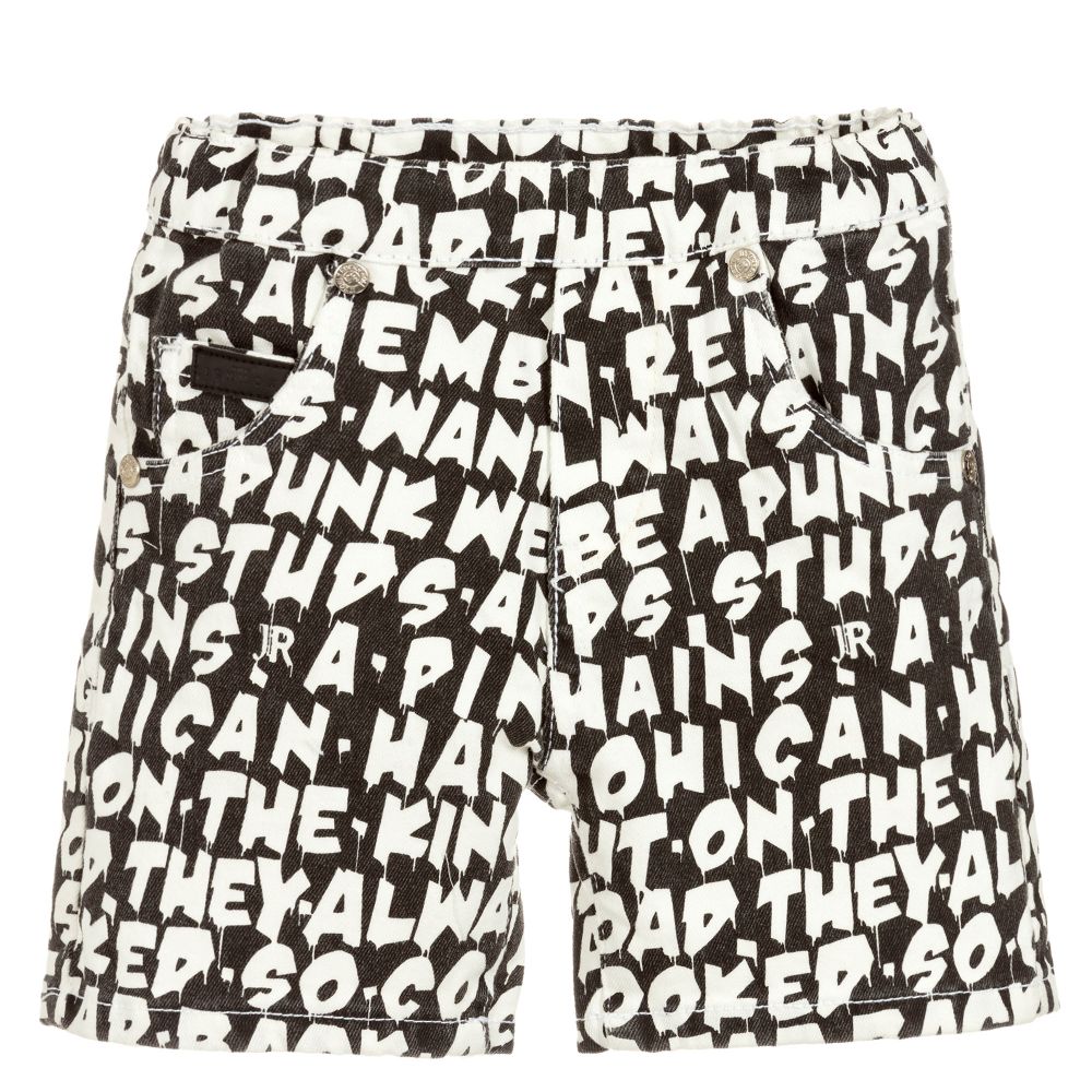 John Richmond JR - Boys Black Denim Logo Shorts | Childrensalon