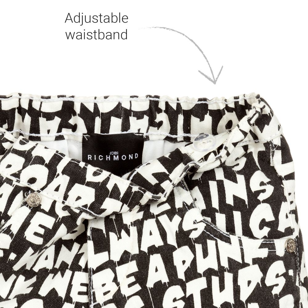 John Richmond JR-Boys Black Denim Logo Shorts | Childrensalon Outlet