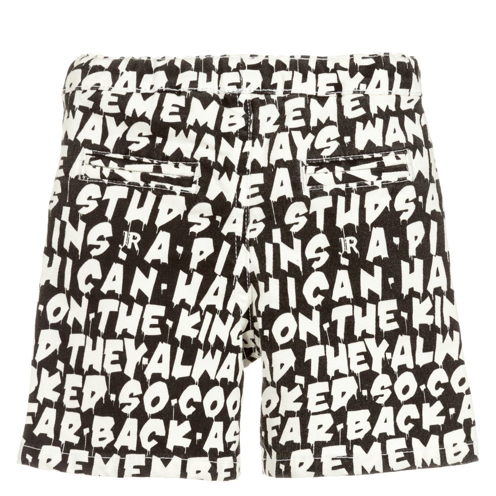 John Richmond JR-Boys Black Denim Logo Shorts | Childrensalon Outlet