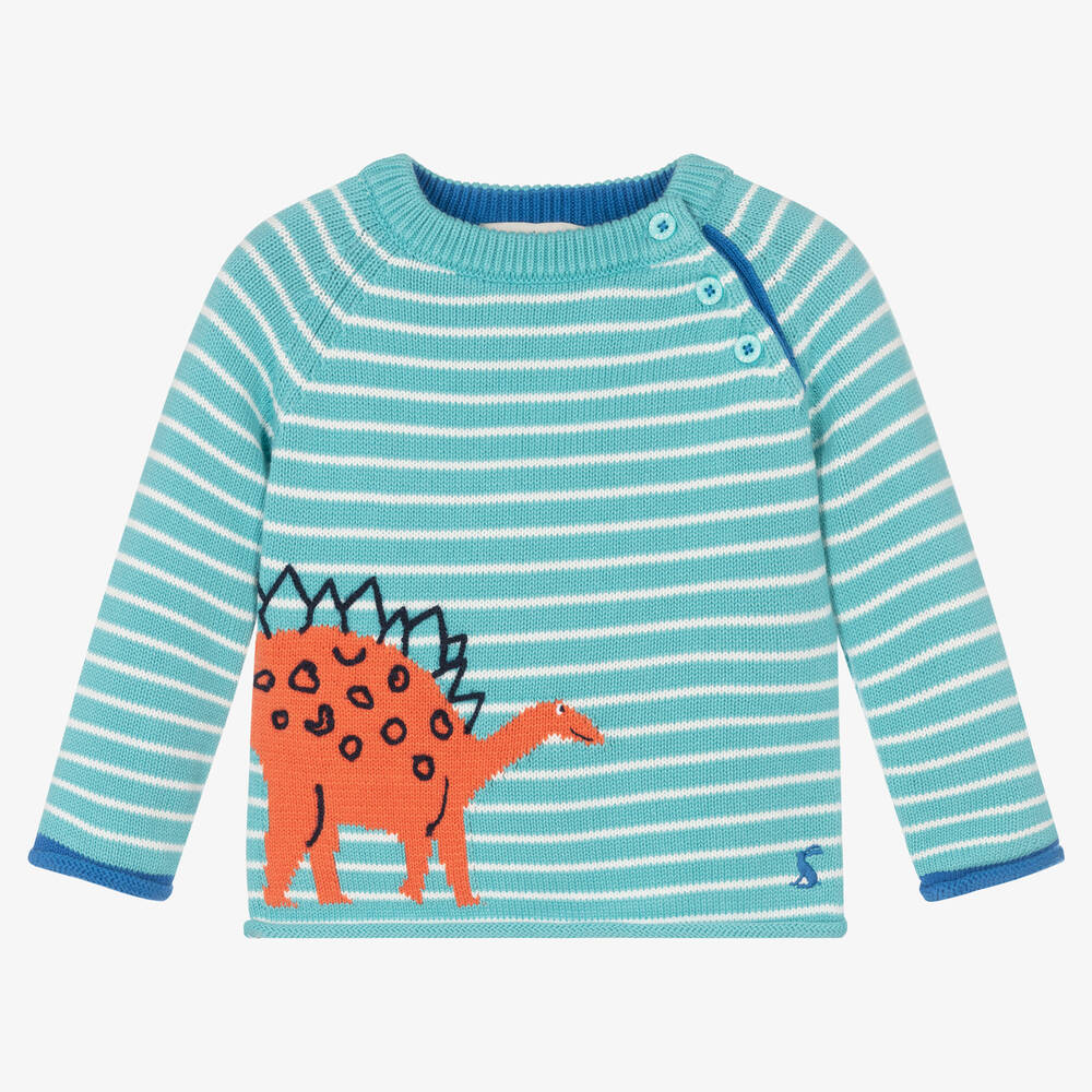 Joules - Blauer Dino-Baumwollstrickpullover | Childrensalon