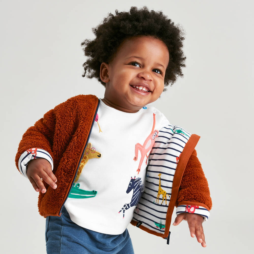 Joules Baby Boys Orange Zip Up Hoodie Childrensalon Outlet