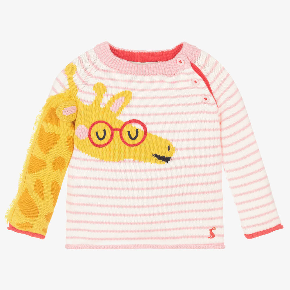 Joules - Розовый джемпер с жирафом для малышек | Childrensalon