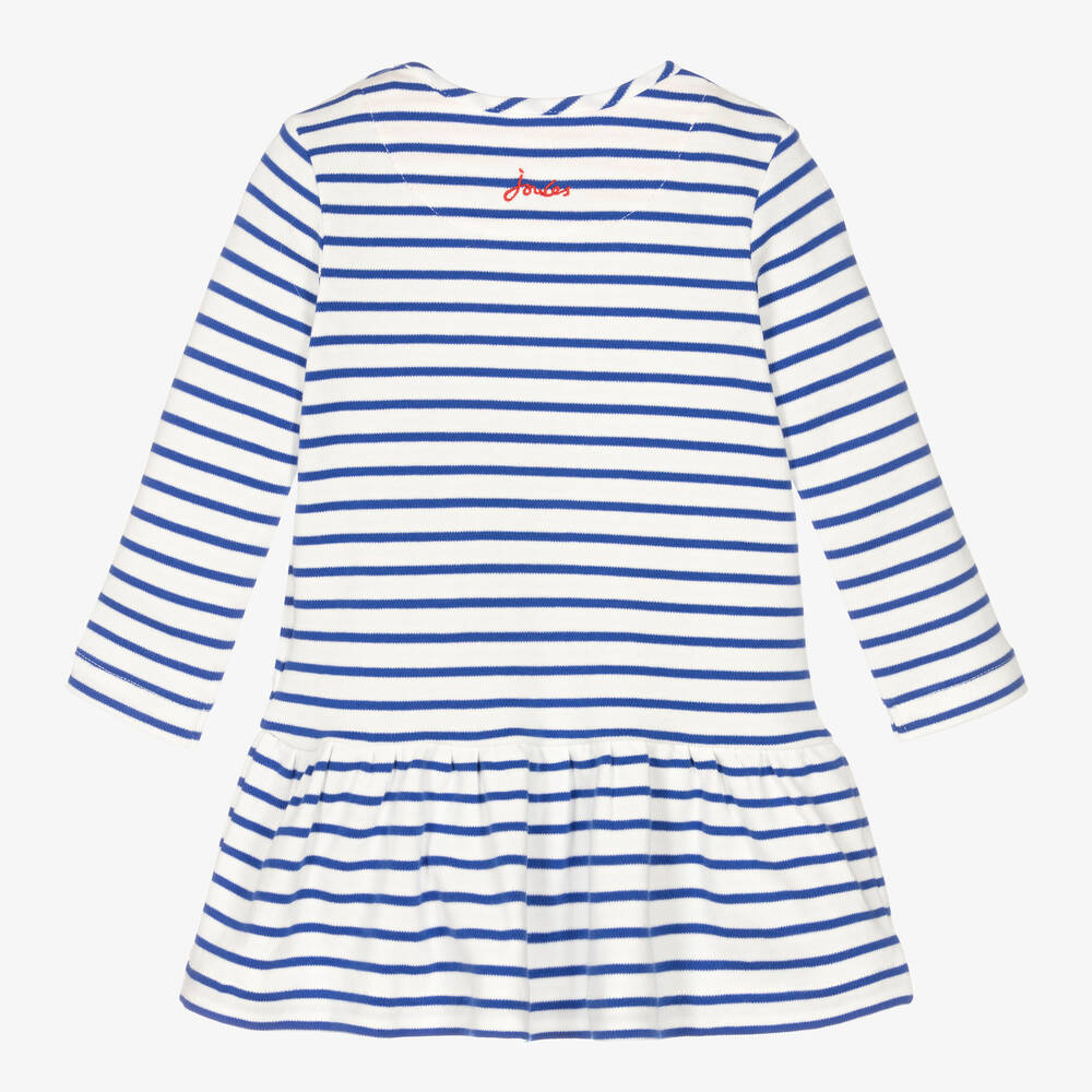 جولز-فستان قطن مقلم لون أبيض وأزرق للمولودات | Childrensalon Outlet