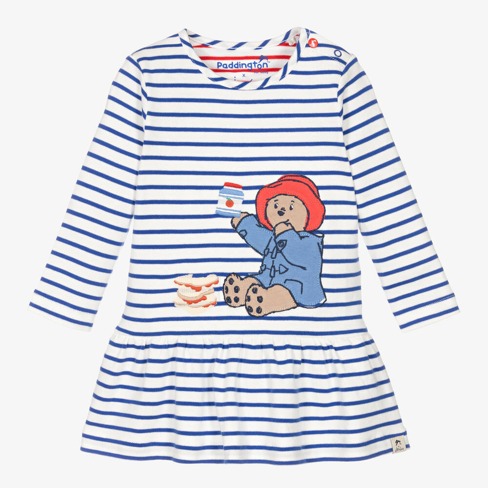 Joules - Хлопковое платье в полоску с Паддингтоном | Childrensalon