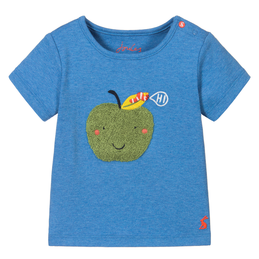Joules - Голубая хлопковая футболка с яблоком | Childrensalon