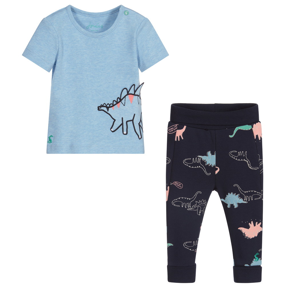 جولز-طقم بنطلون و تيشيرت قطن عضوي لون كحلي وأزرق | Childrensalon Outlet