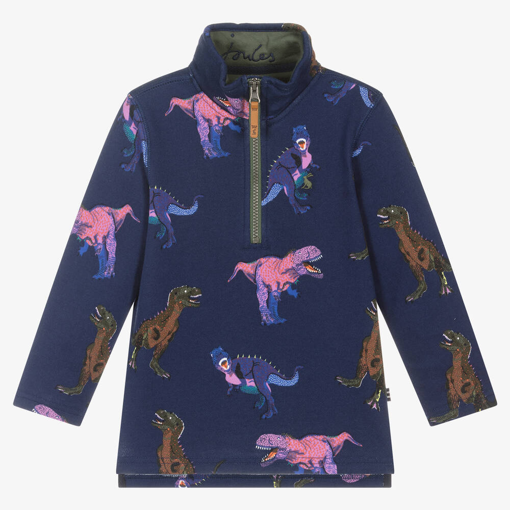 Joules - Blaues Dino-Reißverschlussoberteil | Childrensalon