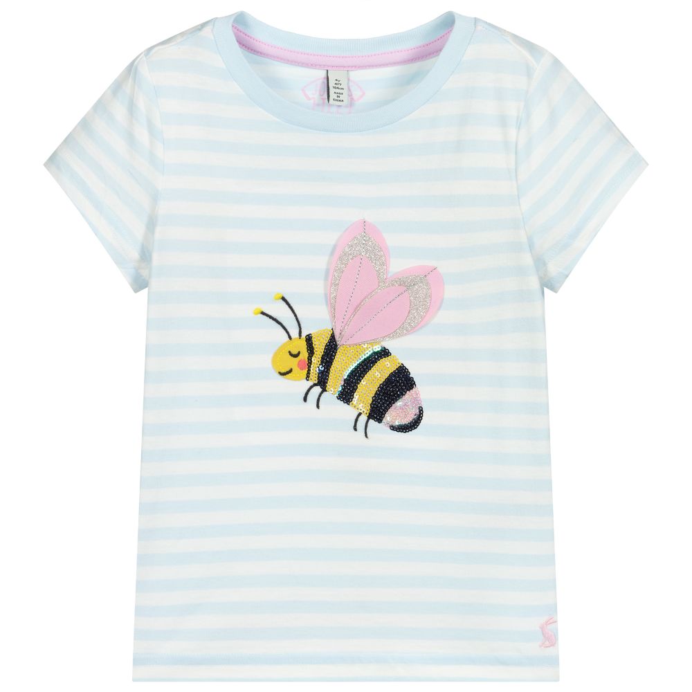 Joules - Blau gestreiftes Bienen-T-Shirt | Childrensalon