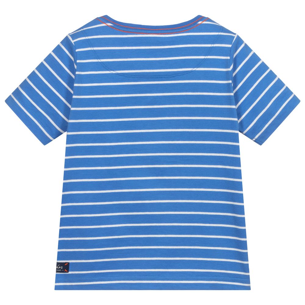 جولز-تيشيرت قطن جيرسي مقلم لون أزرق وأبيض للأولاد | Childrensalon Outlet