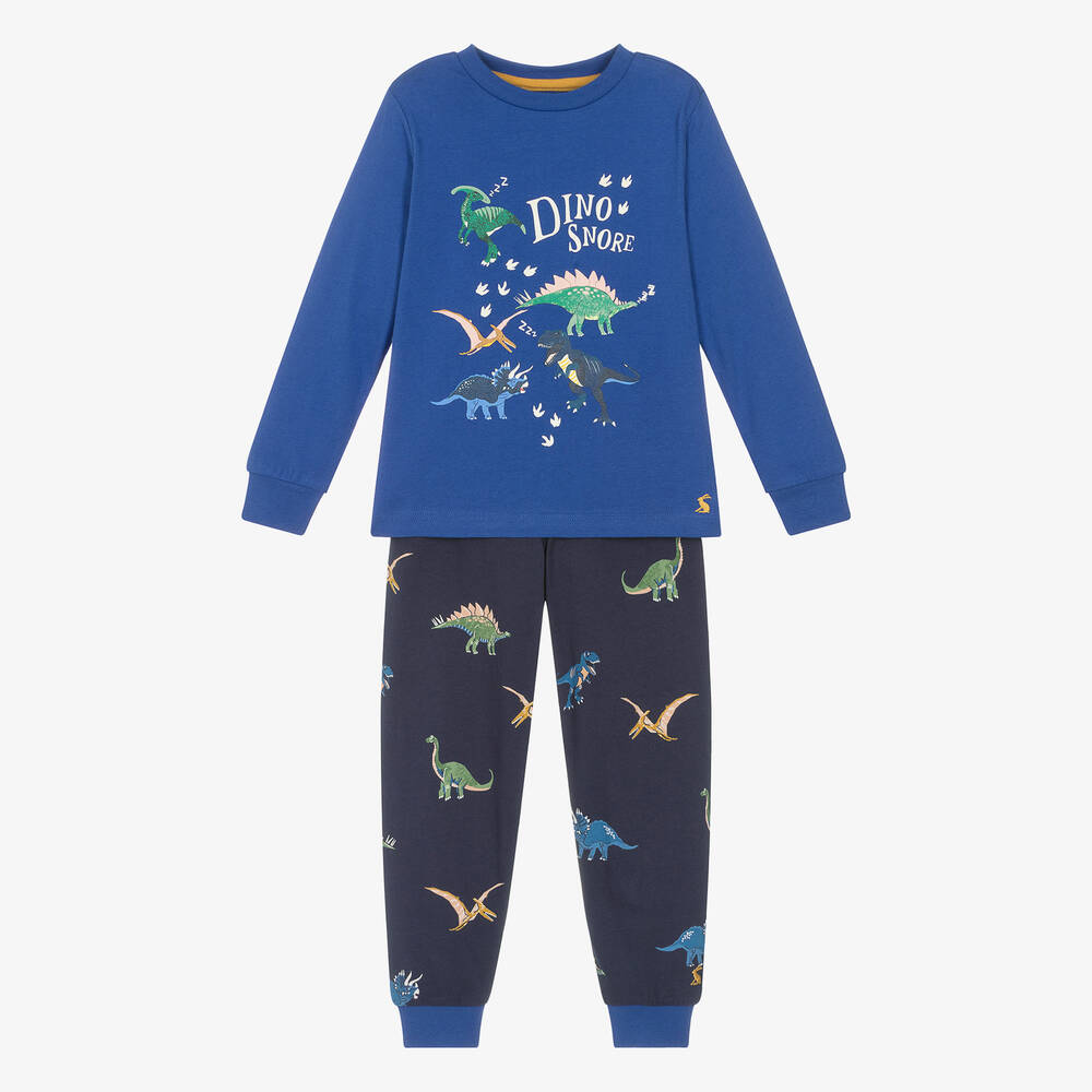 Joules - Boys Blue Cotton Dinosaur Pyjamas  | Childrensalon