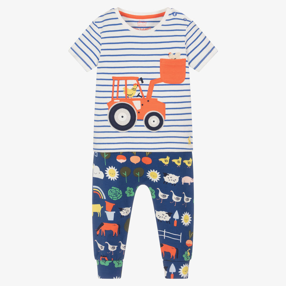 Joules - Топ с трактором и синие штанишки из хлопка | Childrensalon