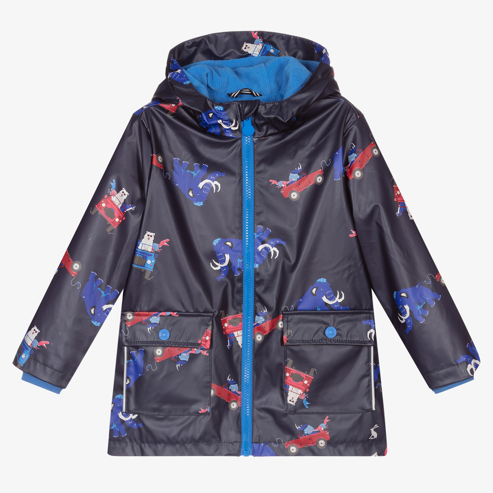 Joules - Boys Blue Hooded Raincoat | Childrensalon