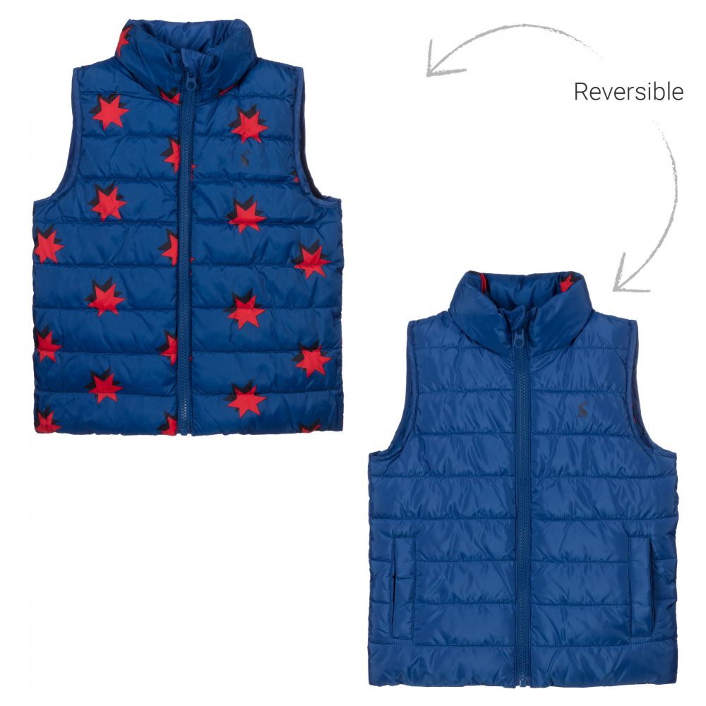 Joules - Boys Blue Reversible Gilet | Childrensalon