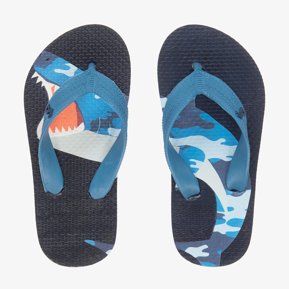 Joules - Blaue Haifisch-Flip-Flops (J) | Childrensalon