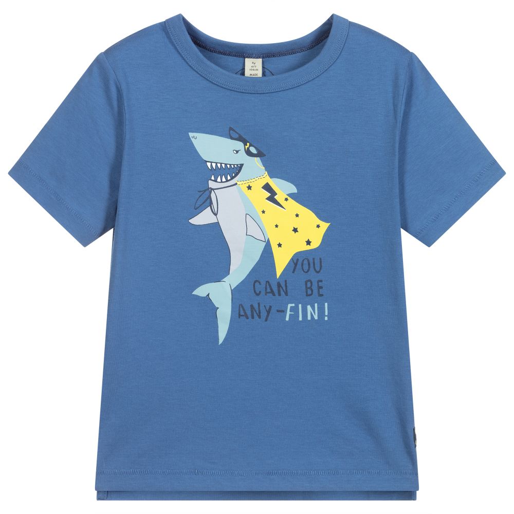 Joules - Blaues T-Shirt mit Hai-Print (J) | Childrensalon