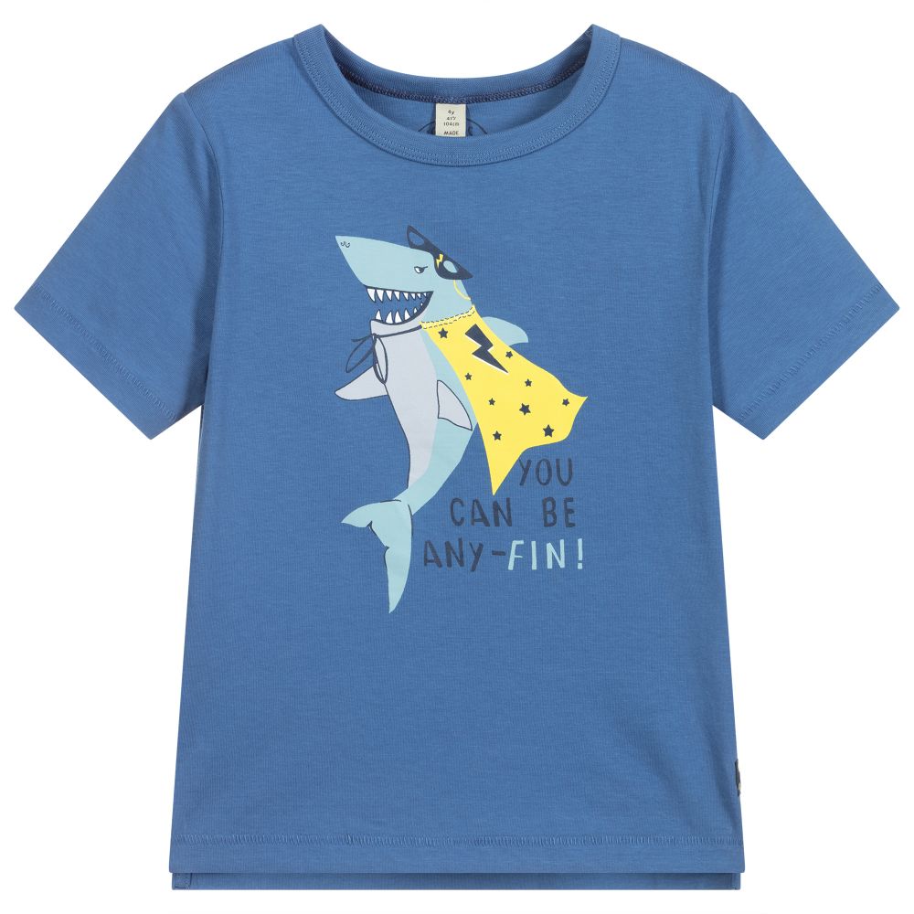 Joules-Boys Blue Shark Print T-Shirt | Childrensalon Outlet