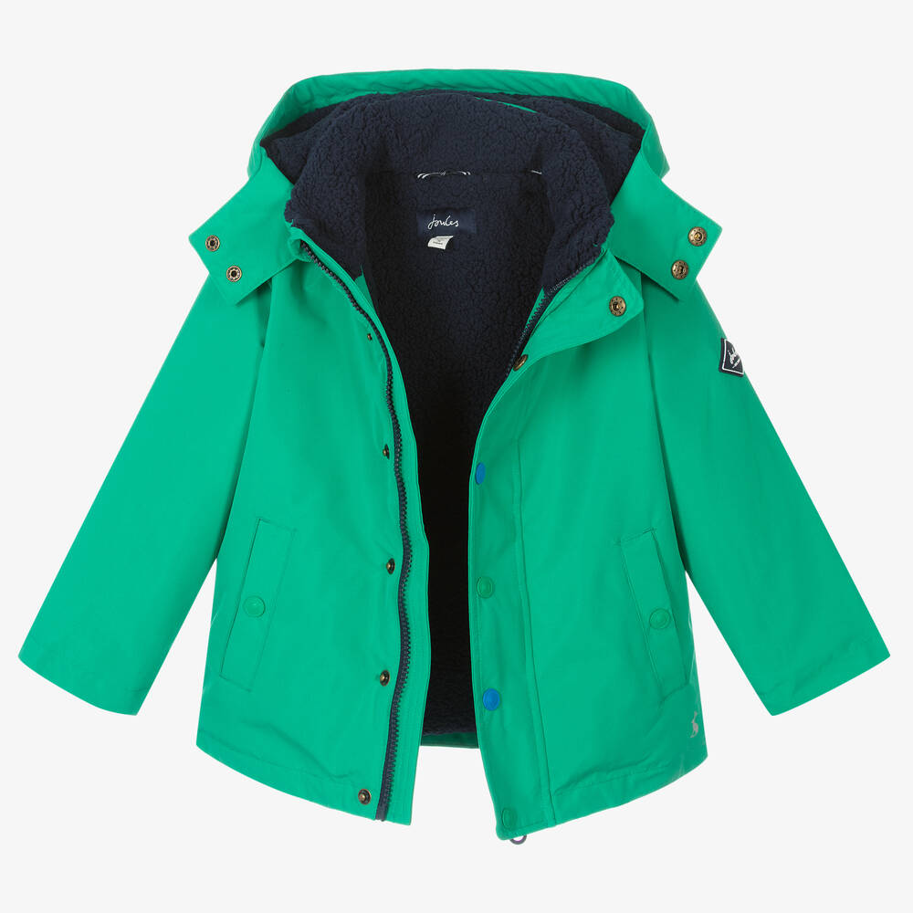 Joules Boys Green Showerproof Coat Childrensalon Outlet