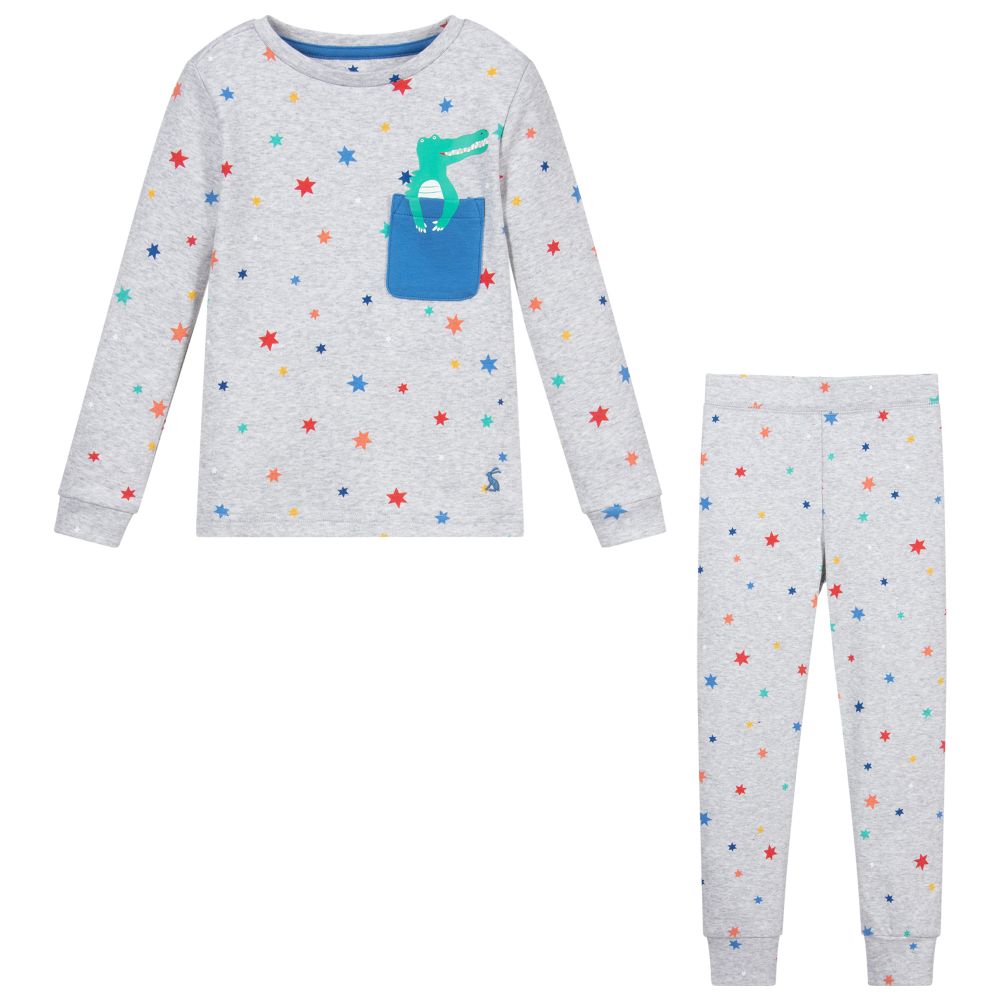 Joules Boys Grey Jersey Pyjamas Childrensalon Outlet