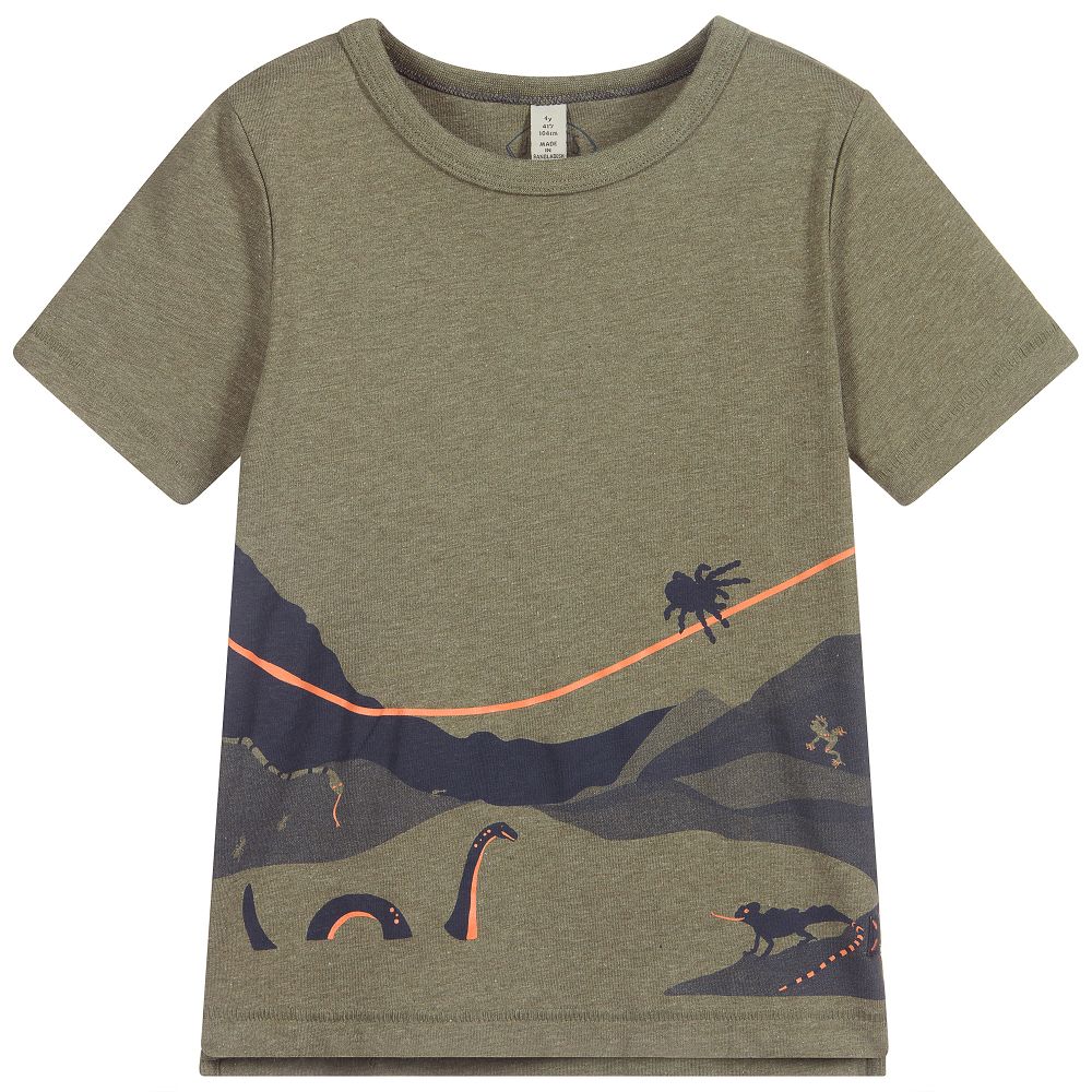 Joules - Khakigrünes T-Shirt mit Print (J) | Childrensalon