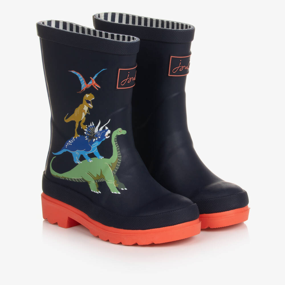 Joules - Boys Navy Blue Dinosaur Rain Boots | Childrensalon