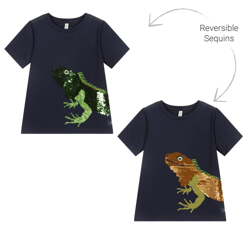 Joules-Boys Navy Blue Iguana T-Shirt | Childrensalon Outlet