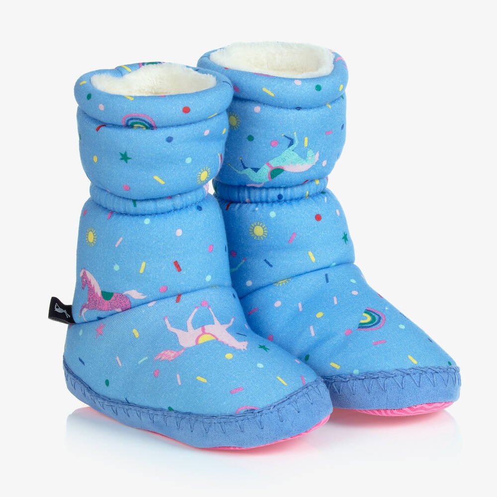 Joules - Girls Blue Boot Slippers | Childrensalon