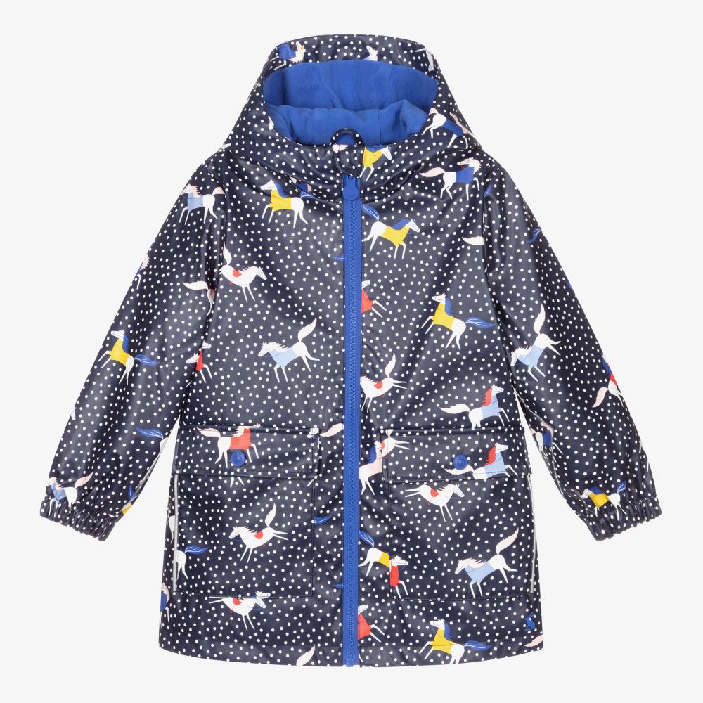 Joules - Girls Blue Horses Raincoat | Childrensalon