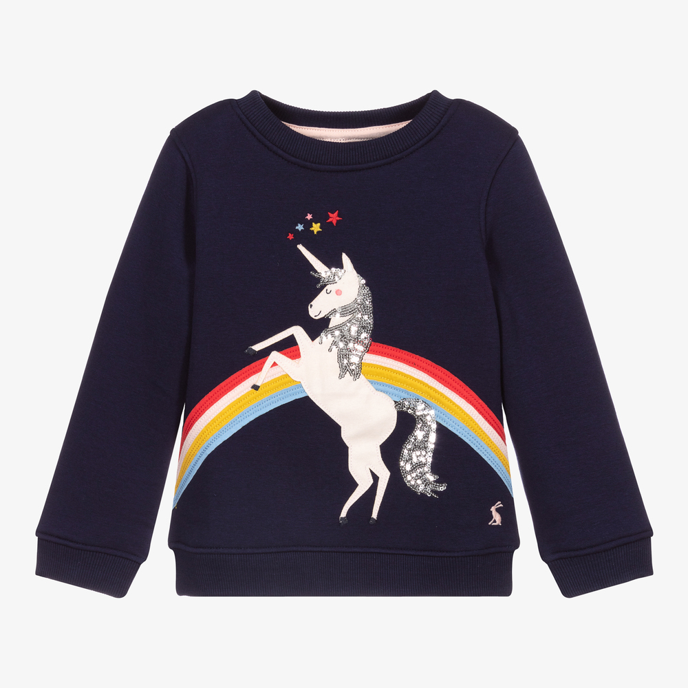 Joules - Girls Blue Unicorn Sweatshirt | Childrensalon