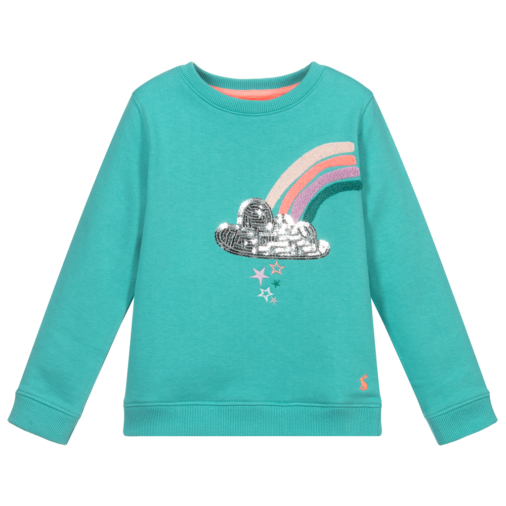 Joules - Girls Green Rainbow Sweatshirt | Childrensalon