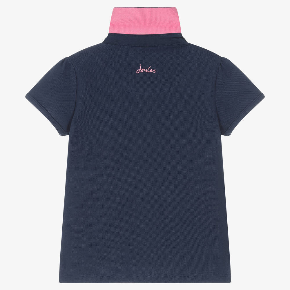 Joules Girls Navy Blue Cotton Polo Shirt Childrensalon Outlet
