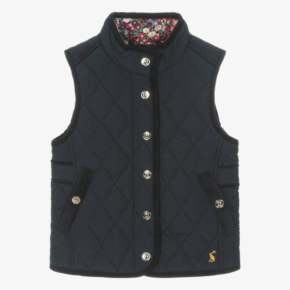 Joules - Girls Navy Blue Quilted Gilet | Childrensalon
