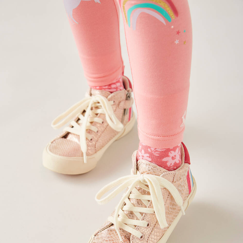 Joules Girls Pink Cotton Leggings Childrensalon Outlet