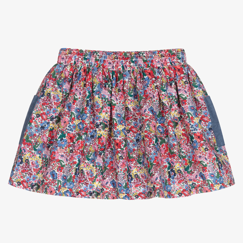 جولز-تنورة قطن لون أبيض بطبعة ورود | Childrensalon Outlet