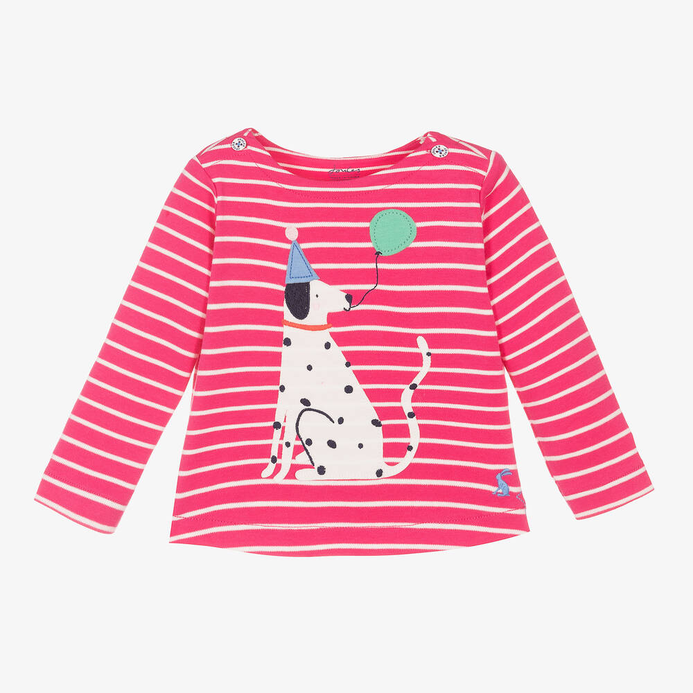 Joules - Girls Pink Striped Cotton Top | Childrensalon