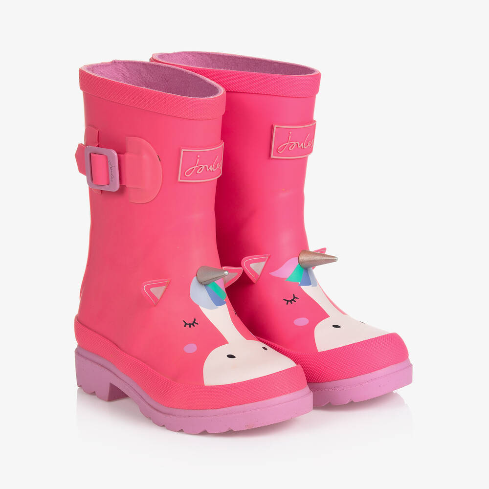 Joules - Pinke Gummistiefel mit Einhorn (M) | Childrensalon