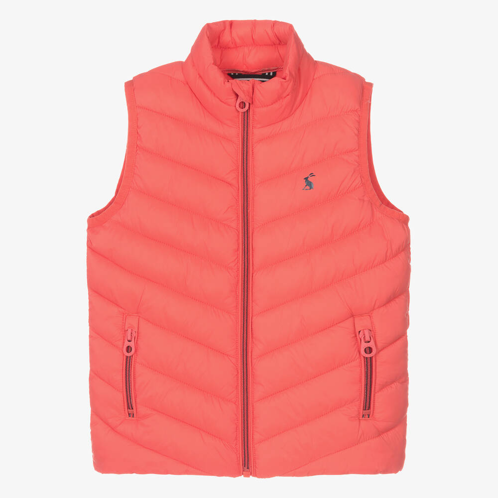 Joules - Girls Red Packable Puffer Gilet | Childrensalon