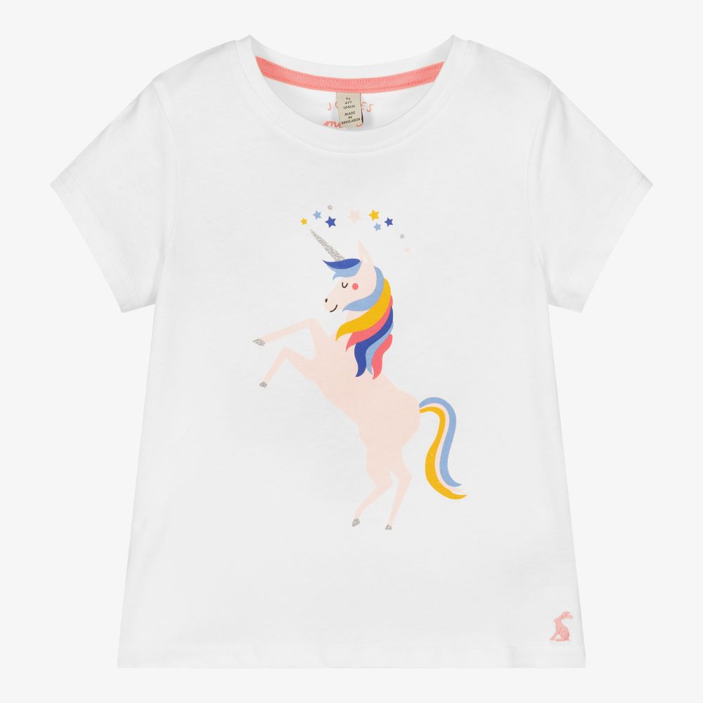 Joules-Girls White Unicorn T-Shirt | Childrensalon Outlet