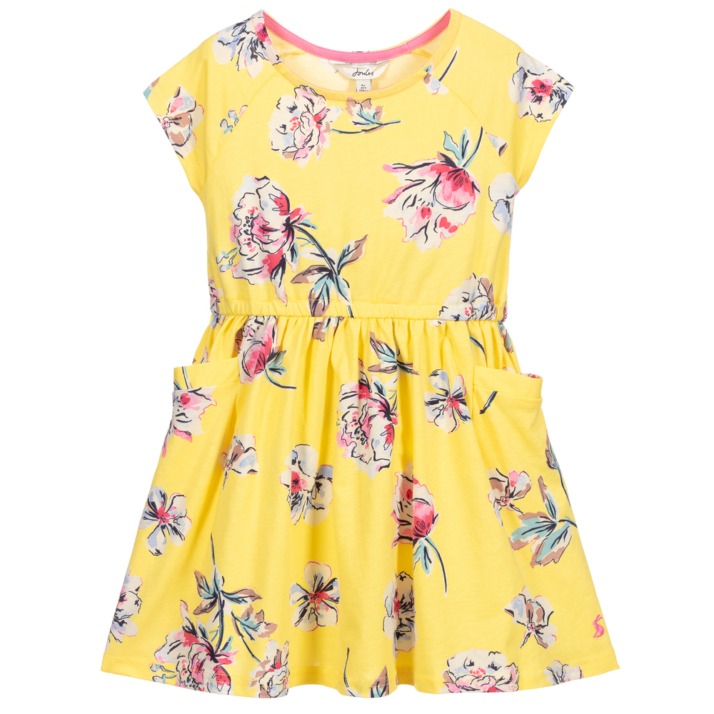 Joules Girls Yellow Floral Dress Childrensalon Outlet