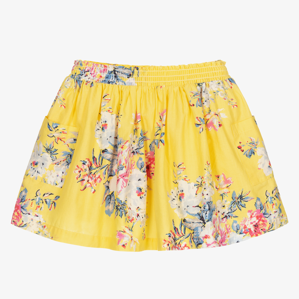 Joules - Gelber Rock mit Blumen-Print (M) | Childrensalon