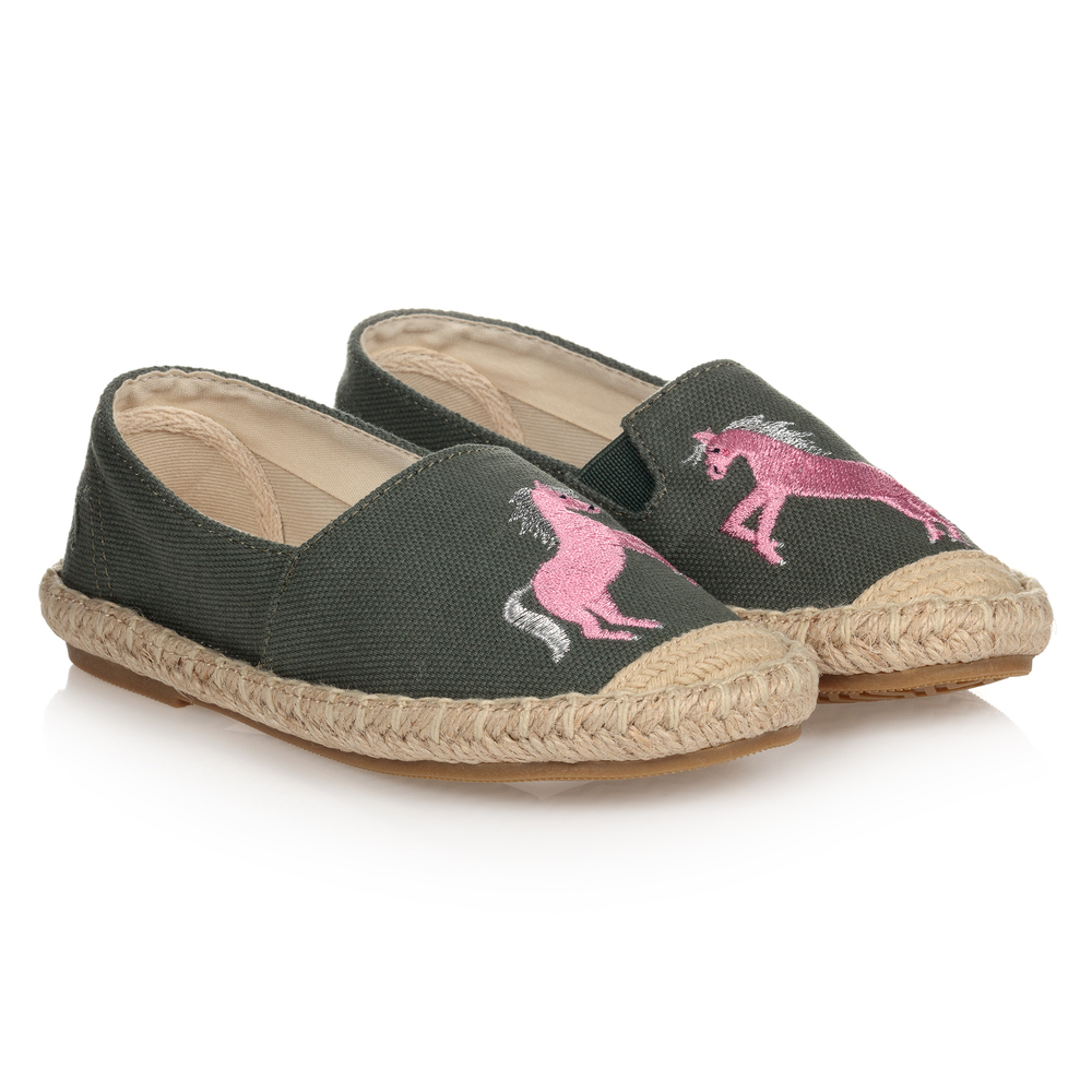 Joules - Grüne Espadrilles mit Einhorn | Childrensalon