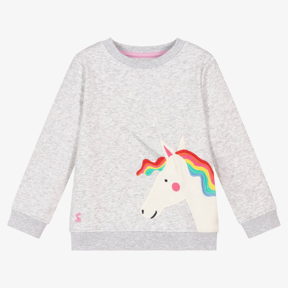 Joules - Grey Cotton Unicorn Sweatshirt | Childrensalon
