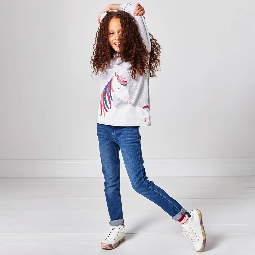 جولز-توب قطن مزين بترتر لون رمادي للبنات | Childrensalon Outlet