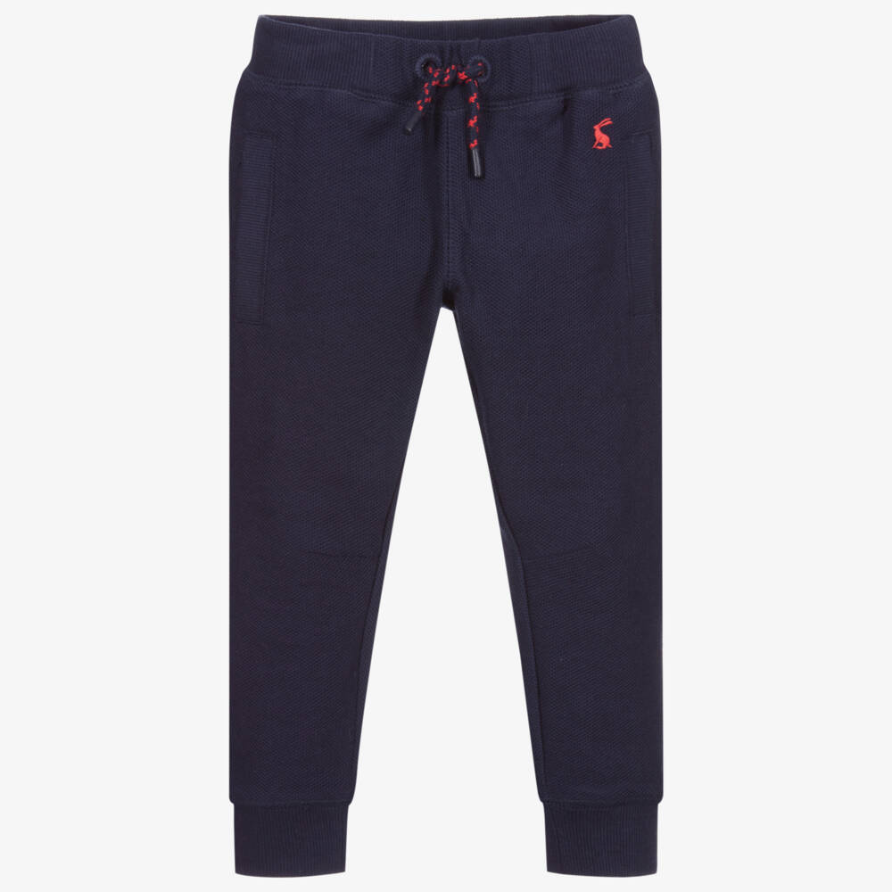 Joules-Navy Blue Cotton Piqué Joggers | Childrensalon Outlet