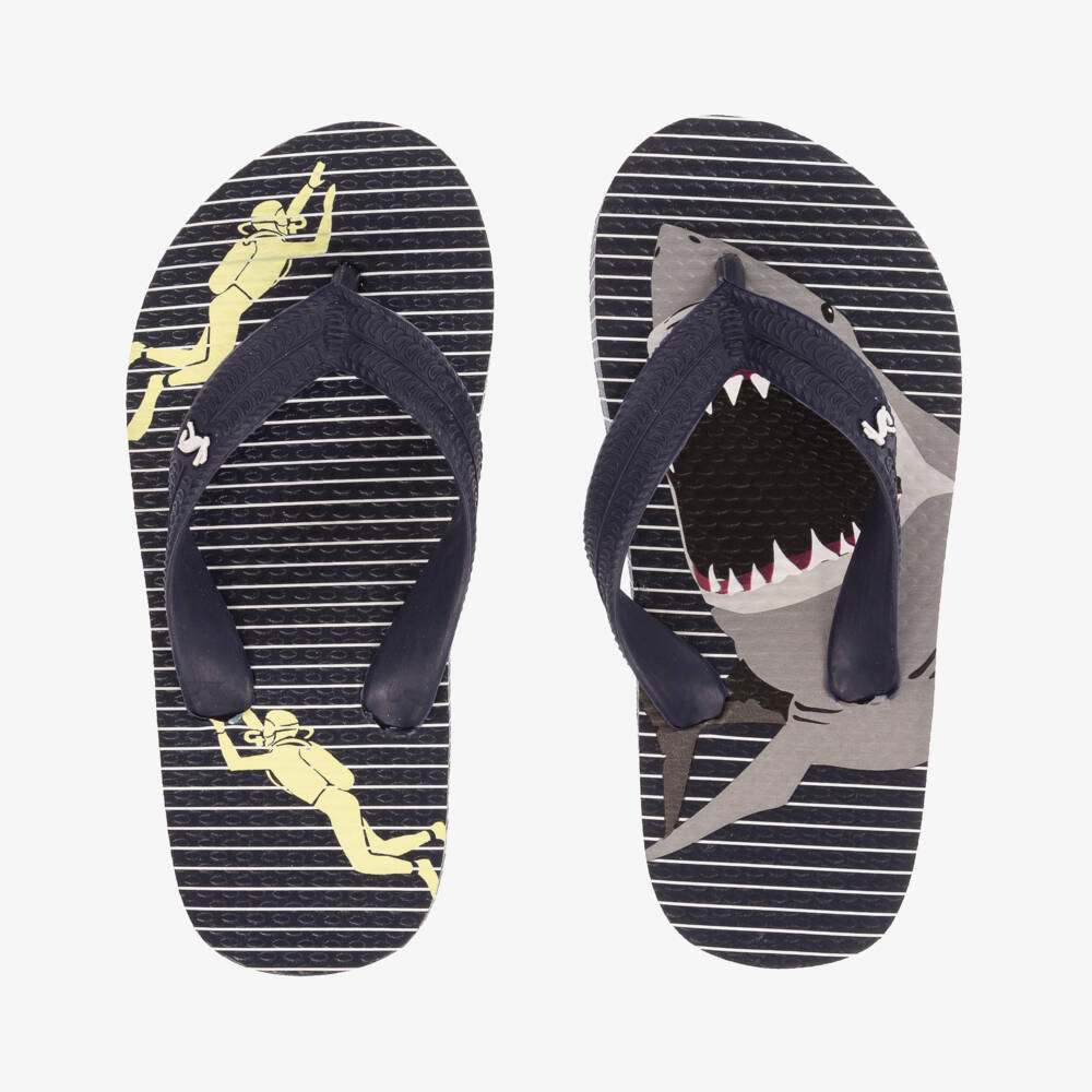 Joules-Navy Blue Shark Flip Flop | Childrensalon Outlet