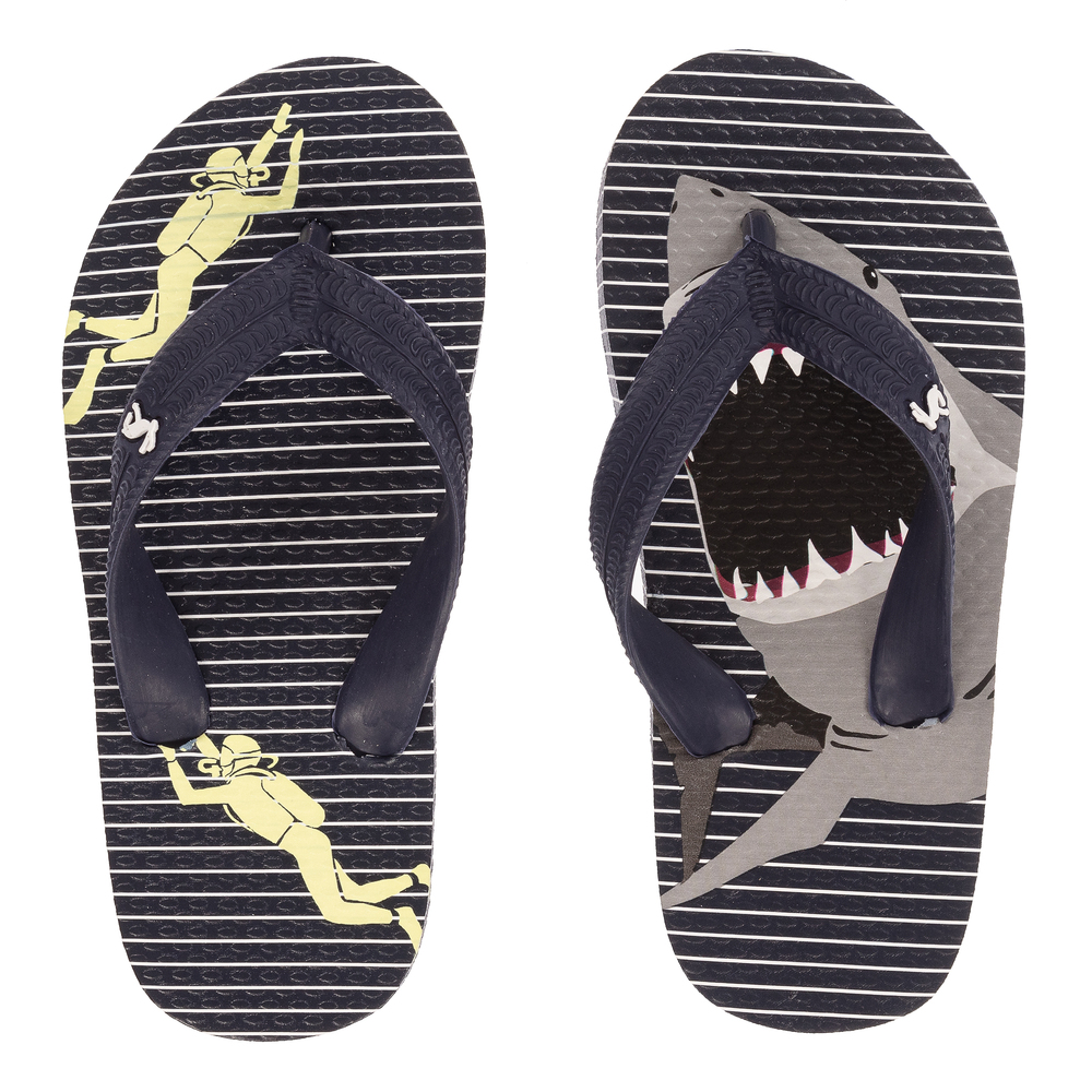 Joules - Navyblaue Flip-Flops mit Hai-Print | Childrensalon