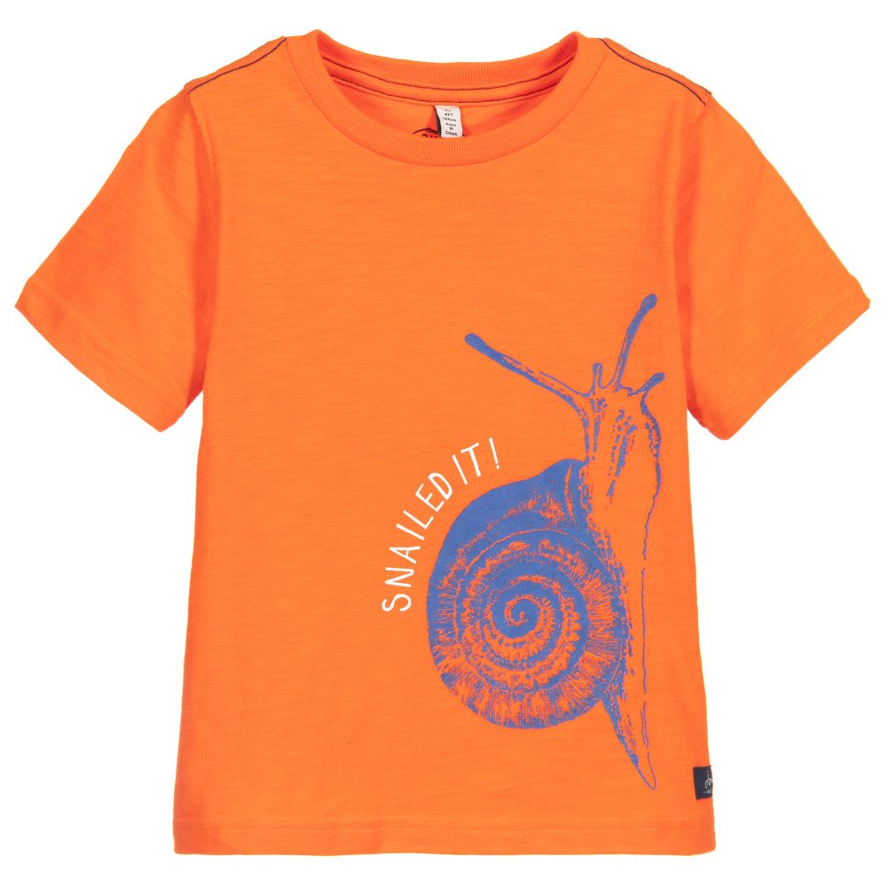 Joules - Оранжевая хлопковая футболка с улиткой | Childrensalon