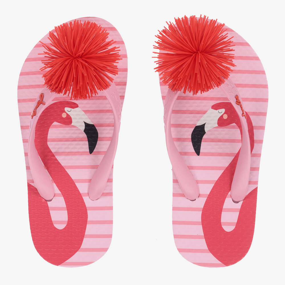 Joules - Rosa Flip-Flops mit Flamingo | Childrensalon