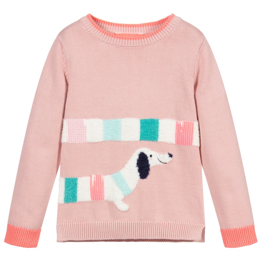 Joules - Pull rose en tricot Chien  | Childrensalon