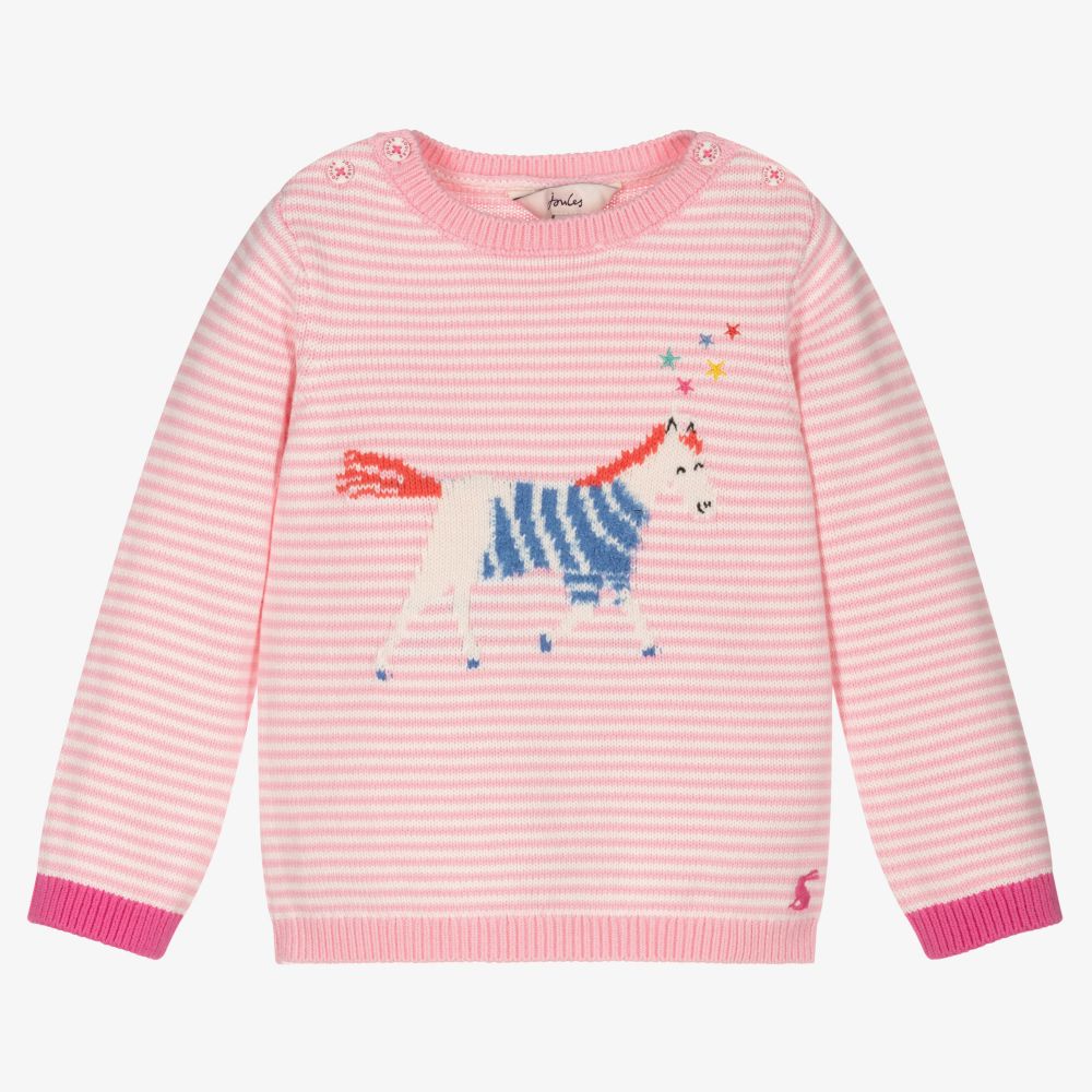 Joules - Pink Stripe Cotton Jumper | Childrensalon